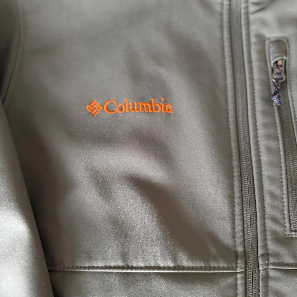 Columbia Clemson Tigers Softshell Jacket Men's M Gray Full Zip Fleece Lined